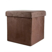 Suede Folding Storage Ottoman Brown