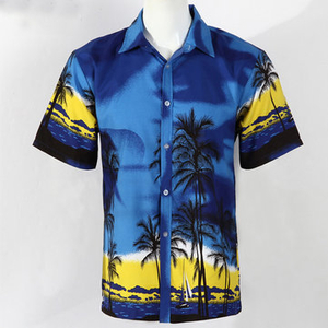 ChArmkpR Mens Summer Hawaiian Coconut Tree Print Casual Tees Quick-drying Short Sleeve Beach Shirt