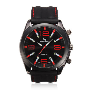 V6 Men Simple Style Sports Round Silicone Quartz Fashion Watch