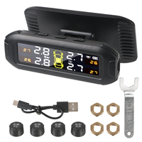 Wireless Solar TPMS Car Tire Pressure Monitoring System Universal Smart Tire Monitor 4 External Sensors with Pressure Te