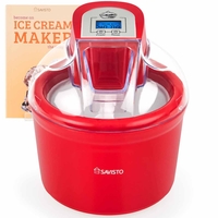 Savisto 1.5 Ltr Homemade Ice Cream Maker With Digital Display in Red