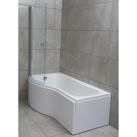 Savisto 1700mm P-Shaped Left Hand Shower Bath With Panel and Screen