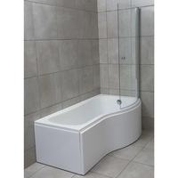 Savisto 1700mm P-Shaped Right Hand Shower Bath With Panel and Screen