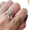 Hot Sale New Fashion Jewelry Hollow Feather Pendant Ring for Women