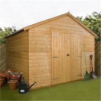 10 x 10 Deluxe Tongue and Groove Windowless Wooden Workshop With Double Doors (12mm Tongue and Groove Floor And Roof) ***Extended Delivery Typically 14 Working Days As Treated As Special