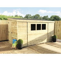 10 x 7 Reverse Pressure Treated Tongue and Groove Pent Shed With 3 Windows And Side Door