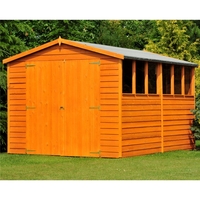 10 x 8 Dip Treated Overlap Apex Wooden Garden Shed With 6 Windows And Double Doors (10mm Solid OSB Floor)