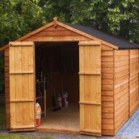 10 x 8 Windowless Value Overlap Apex Wooden Shed With Double Doors (10mm Solid OSB Floor) - 48HR + SAT Delivery*