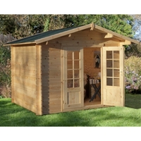 2.2m x 2.2m Log Cabin With Double Doors - 28mm Wall Thickness