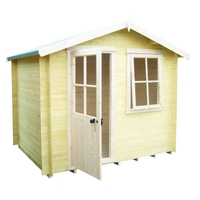 2.69m x 2.69m Log Cabin With Half Glazed Single Door - 19mm Wall Thickness