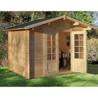 3.0m x 2.5m Log Cabin With Double Doors - 28mm Wall Thickness