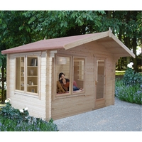 3.59m x 3.59m Log Cabin With Fully Glazed Single Door - 28mm Wall Thickness