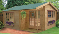 3.59m x 3.89m Apex Log Cabin - 70mm Tongue and Groove Logs