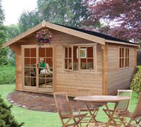 3.59m x 4.19m Apex Log Cabin - 34mm Tongue and Groove Logs