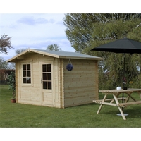 3m x 2.4m Premier Apex Log Cabin (Single Glazing) + Free Floor & Felt & Safety Glass (28mm)