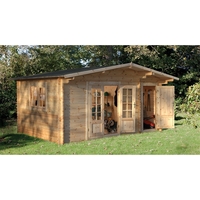 4.5m x 3.5m Leisure Log Cabin With Glazed Double Doors - 34mm Wall Thickness
