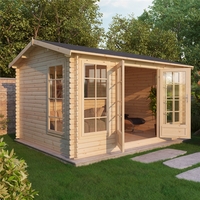 4.5m x 3.5m Premier Home Office Reverse Log Cabin (Double Glazing) + Free Floor & Felt & Safety Glass (34mm Tongue and Groove)