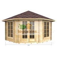 4.5m x 4.5m Log Cabin (2082) - Double Glazing (34mm Wall Thickness)