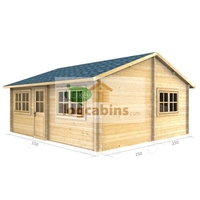 5.5m x 5.0m (18 x 16) Log Cabin (2111) - Double Glazing (70mm Wall Thickness)