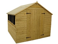 8 x 12 Pressure Treated Tongue and Groove Apex Shed with Double Doors + 6 Windows
