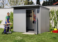8 x 7 Large Premier Heavy Duty Metal Metallic Silver Shed (2.6m x 2.2m)