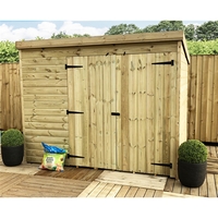 8 x 7 Windowless Pressure Treated Tongue and Groove Pent Shed with Double Doors
