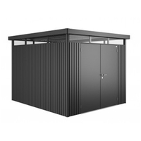 8 x 8 Premier Heavy Duty Metal Higher Ridge Height Dark Grey Metallic Shed with Double Door (2.75m x 2.75m)