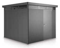 8 x 8 Premier Heavy Duty Metal Higher Ridge Height Silver Metallic Shed with Single Door (2.75m x 2.75m)
