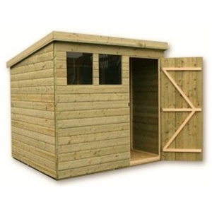 9 x 5 Pressure Treated Tongue and Groove Pent Shed With 2 Windows And Single Door