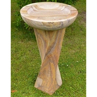 Hand Carved Rainbow Sandstone Bird Bath