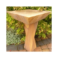 Hand Carved Rainbow Sandstone Spiral Square Bird Bath