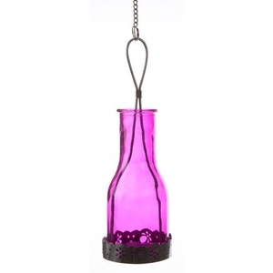 Fuchsia Glass Milk Bottle Tea light