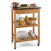 Tennessee Kitchen Trolley Serving Wagon 3 Floors Bamboo Granite