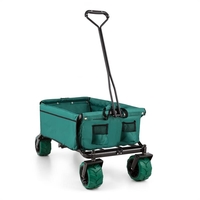 Waldbeck The Green Hand Cart Wagon Trolley Foldable 70kg 90l Wide Wheels 10cm Green