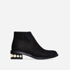 Alby Pearl Detail Ankle Boot In Black Faux Suede,  Women