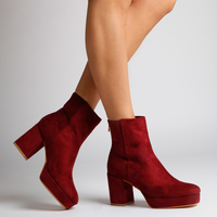 Alma Burgundy Platform Ankle Boot
