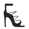 Amanda Lace Up Peep Toe Heel In Black Faux Suede