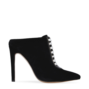 Ayslyn Black Heel Mule In Faux Suede