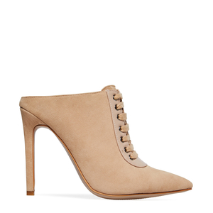 Ayslyn Nude Heel Mule In Faux Suede