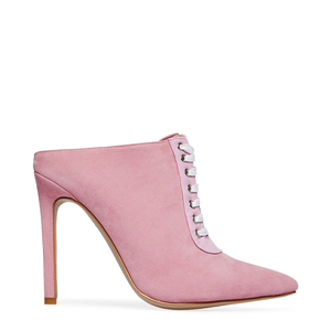 Ayslyn Pink Heel Mule In Faux Suede