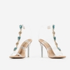 Belfonte Jewel Embellished Perspex Heel In Nude Faux Leather,  Women