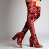 Cindy Velvet Burgundy Peep Toe Long Boot