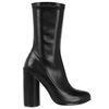 Cleo High Heeled Calf Boots In Black Faux Leather