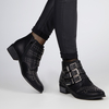 Cruz Studded Detail Biker Boot In Black Faux Leather
