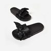 Dream Black Rubber Slider WIth Satin Bow,  Women