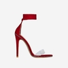 Elodie Studded Lace up Perspex Heel In Red Faux Suede,  Women
