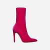 Elouise Pointed Toe Sock Boot In Fuchsia Velvet,  Women
