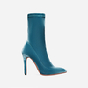 Elouise Pointed Toe Sock Boot In Teal Velvet,  Women