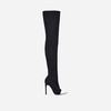Elsie Two Tone Over The Knee Long Boot In Black Knit,  Women