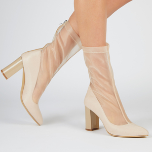 Fawn Mesh Ankle Boot In Nude